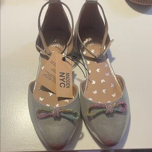 Women's Gray Flats with Colorful Bow